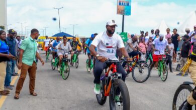 LAGOS TRANSPORT COMMISSIONER LEADS OTHERS ON BICYCLE RIDE TO OBSERVE WORLD CAR FREE DAY